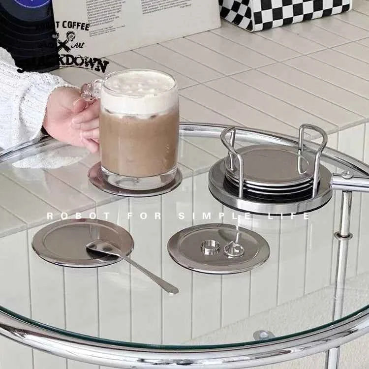 Stainless Steel 6pcs/set Coaster Posavasos Cup Coasters Drink Cup Mat Holder Set Placemats for Table Pad Kitchen Accessories