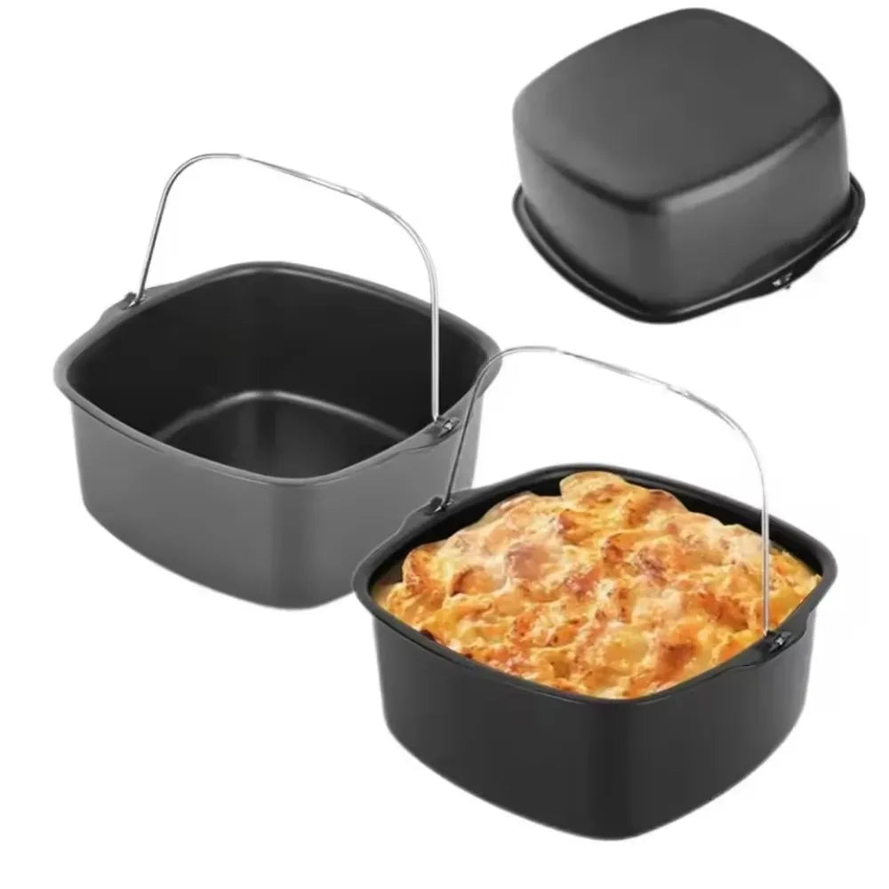 6/7/8 Inch Non-Stick Cake Pan Air Fryer & Oven Safe Mold with Handles Multi-Use Bakeware for Pizza/Cakes/Desserts Baking Tray