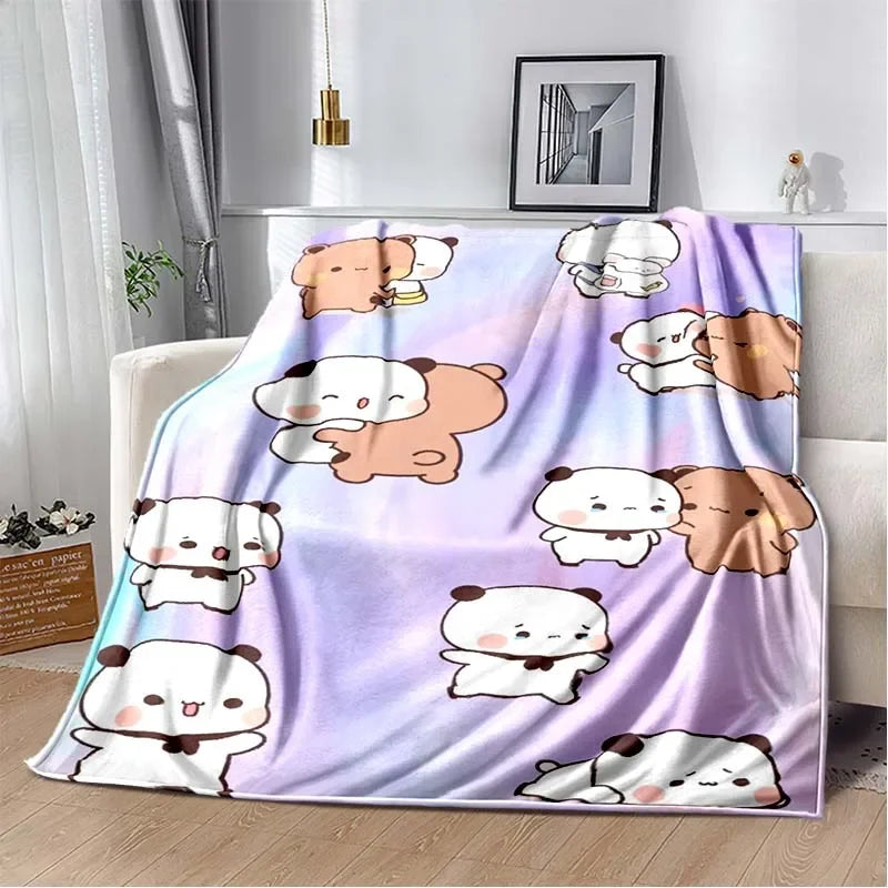 HD Cartoon Printed Bear Dad Blanket Cute Cloth Dudu Series Children's Warm Flannel Soft and Comfortable Home Bed Warm Gift