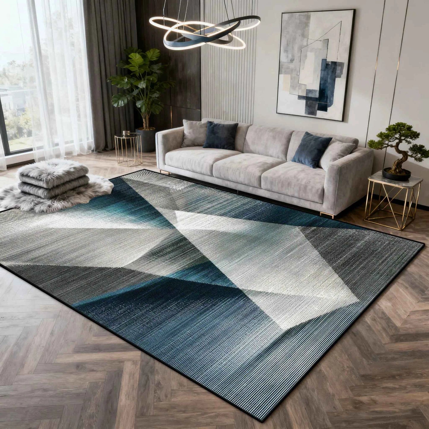 Nordic Light Luxury Carpet Abstract Art Decoration Home Living Room Large Rugs 200×300 Bedroom Cloakroom Plush Foot Mat Washable