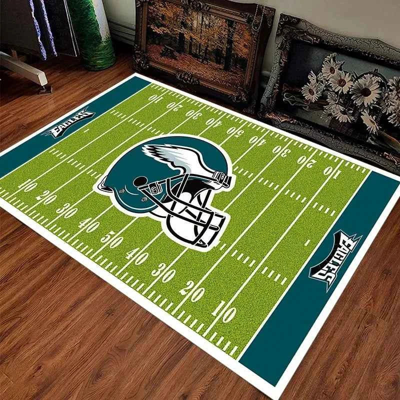 American Football Field Pattern Team Carpet Anti Slip Carpet Sports Fans HomeDecorationLiving Room Sofa Game RoomGreen Floor Mat