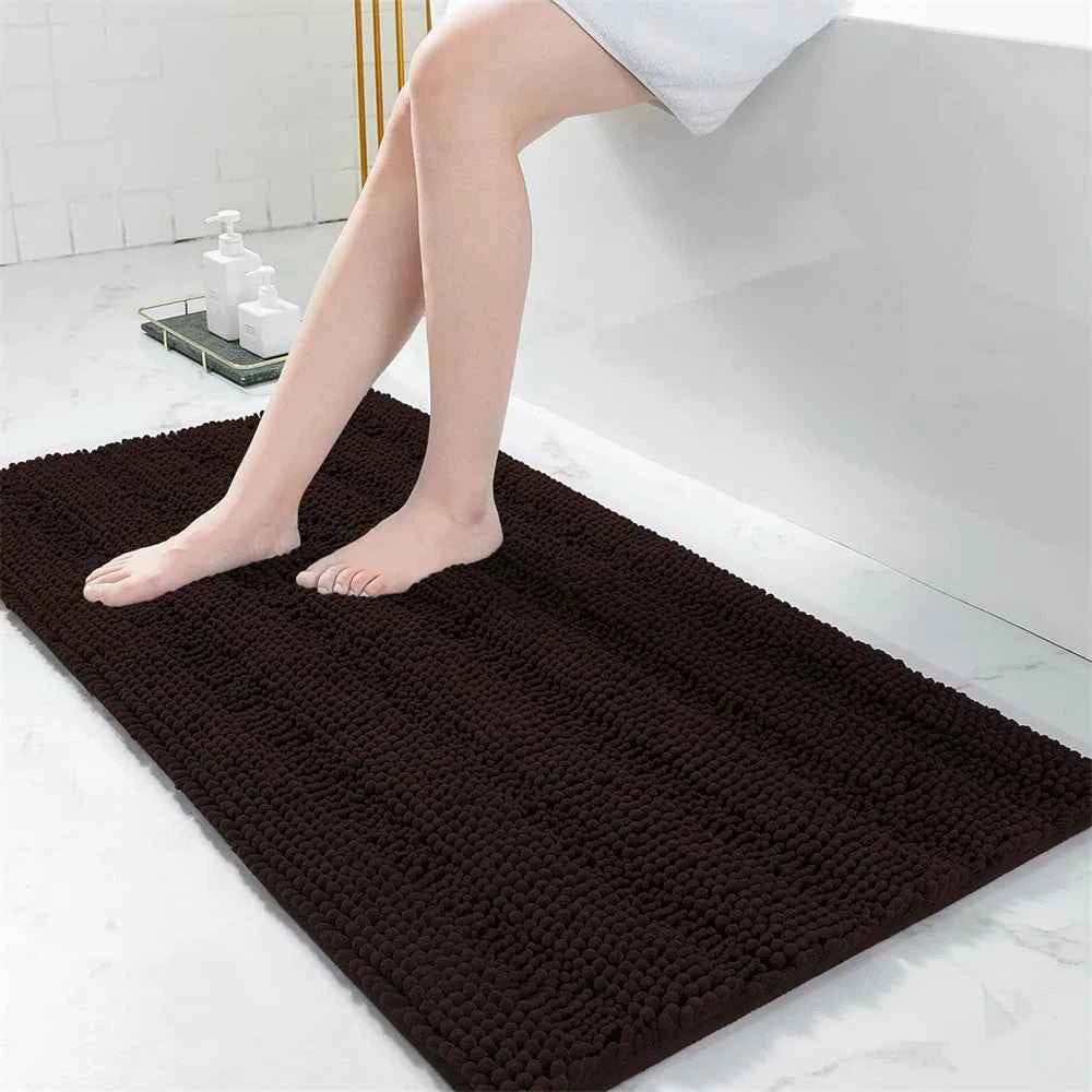 Olanly Chenille Bathroom Rug Extra Soft Shaggy Bath Mat Non-Slip Bathroom Floor Mat Water Absorbent Plush Microfiber Rugs Shower