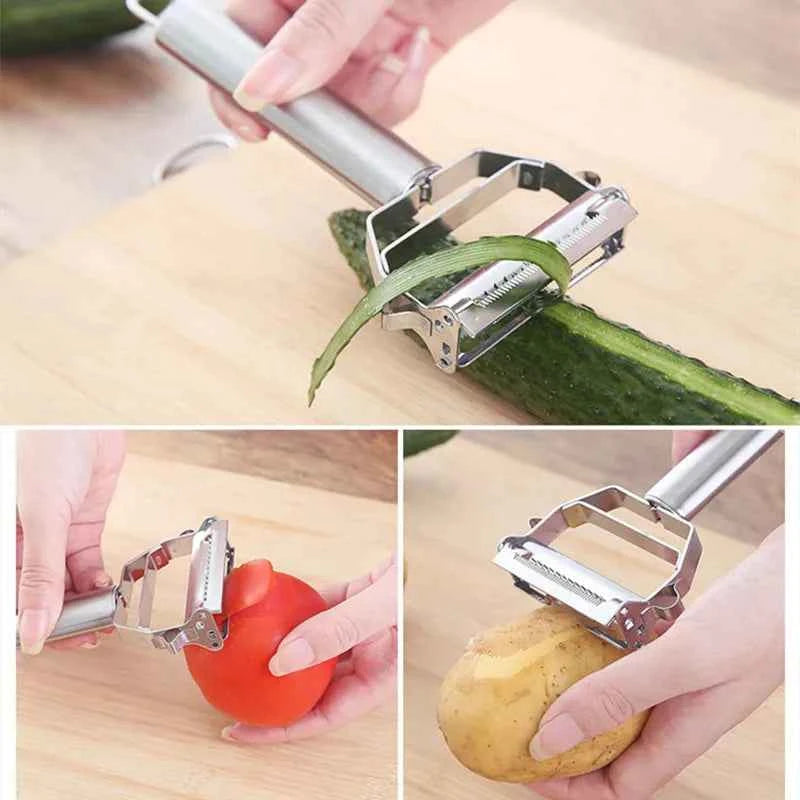 4 in 1 Stainless Steel Multi-function Peeler Slicer Vegetable Fruit Potato Cucumber Grater Portable Sharp Kitchen Accessory Tool