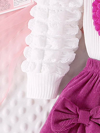 Bubble Sleeve Top & Skirt Set for Girls 1-3 Years