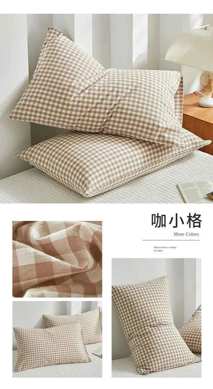 Pillowcase Envelope Style Plaid Couples Plain Ins 48x74cm 100% Pure Cotton Home Textile Household Bedroom Throw Pillow Case