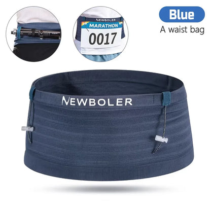NEWBOLER Elastic Sports Waist Bag Pack Running Race Number Belt Triathlon Marathon Race Cycling Mountaineering Phone Waist Bag