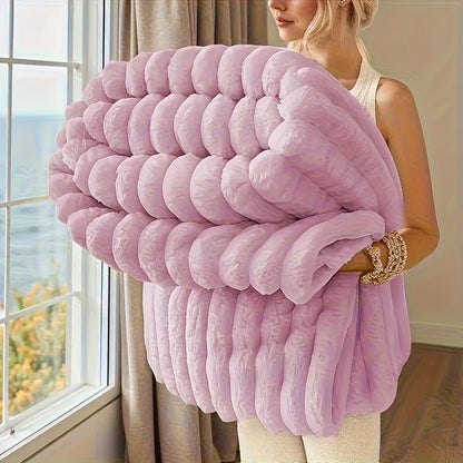 ROSEKIND Blankets 3 Size for Bed, 280GSM Soft & Warm Fleece Blanket, Decorative and Giftable Striped Blankets for Women, Men