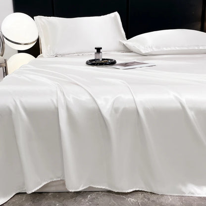 High-end Mulberry Silk Bed Sheet and Pillowcase or Only A Bedsheet Luxury Stain Silky Bed Sheet Set Queen Beautify Skin Bedsheet