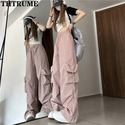 Women's Retro Vintage Baggy Pants — High Street Drawstring Pocket Jogger Trousers