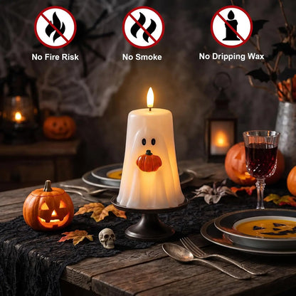 Halloween Ghost Flameless Candle Remote Battery Operated Candle