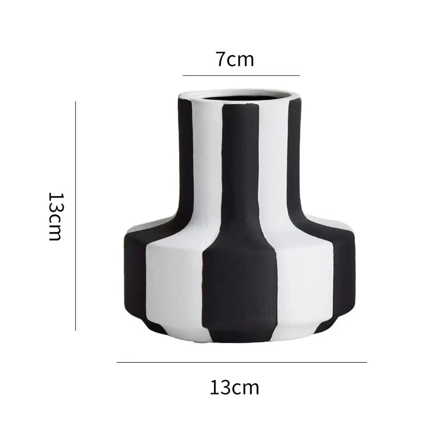 Flowerpot Planter Home Decoration Black and White Striped Vase Flower Vase for Restaurant Outdoor Dining Table Bedroom