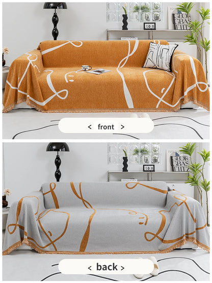 Black Line Chenille Sofa Cover Cloth Sofa Blanket Cover Full Cover Universal Couch Towel Cover Dust Proof Sofa Cushion Cover