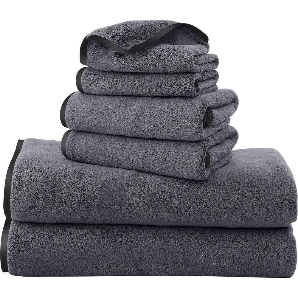 Luxury Silk-Feel Hemmed Towel Set - Thin, Fast Drying - 2 Bath Towels