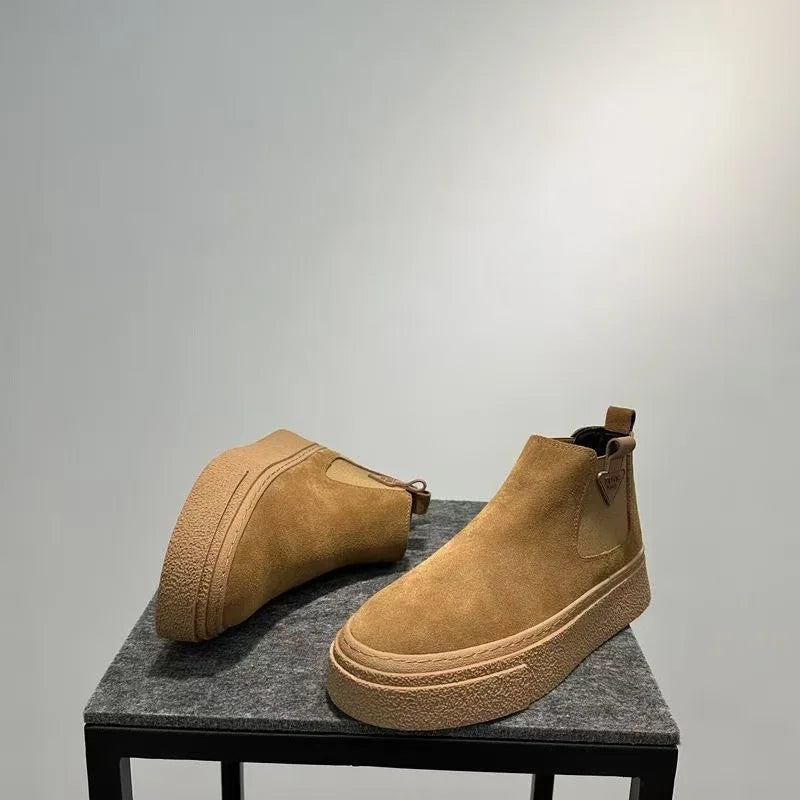 British Men Ankle Boots Autumn Winter Comfortable Waterproof Works Safety Shoes Non Slip Wear-resistant Construction Men's Boots