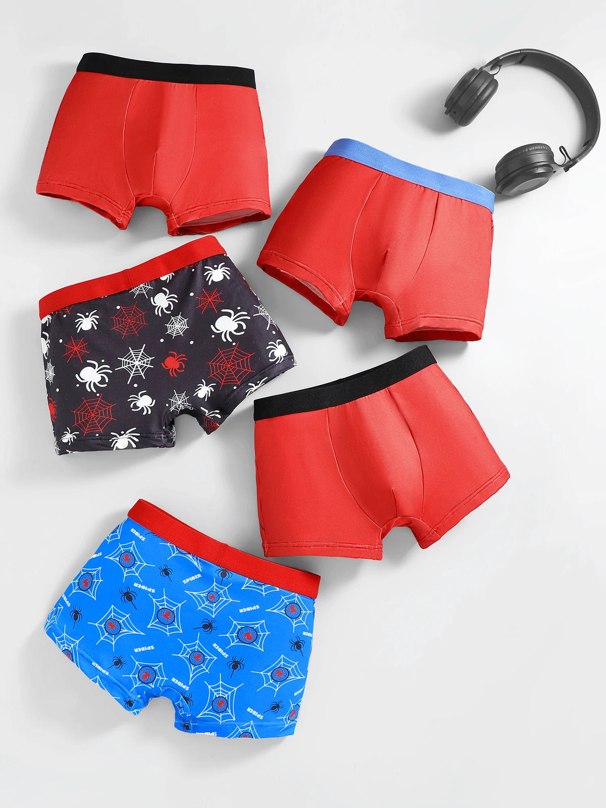 5-Pack Spider Print Boys Underwear, Soft Cotton