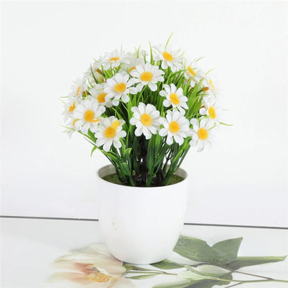 1pc High Quality Green Plant Potted Plants, DIY Desktop Simulation Spring Grass Chrysanthemum, Small Bonsai for Home Decoration