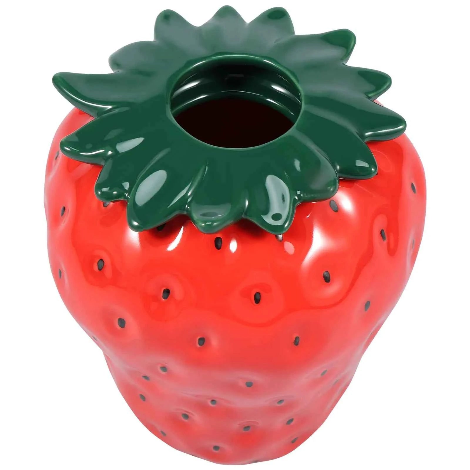 Strawberry Vase Ceramic Flower Vase Decorative Ceramic Vase Cute Strawberry Shape Vase Unique Vase for Flowers Realistic Vase