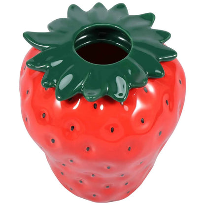 Strawberry Vase Ceramic Flower Vase Decorative Ceramic Vase Cute Strawberry Shape Vase Unique Vase for Flowers Realistic Vase