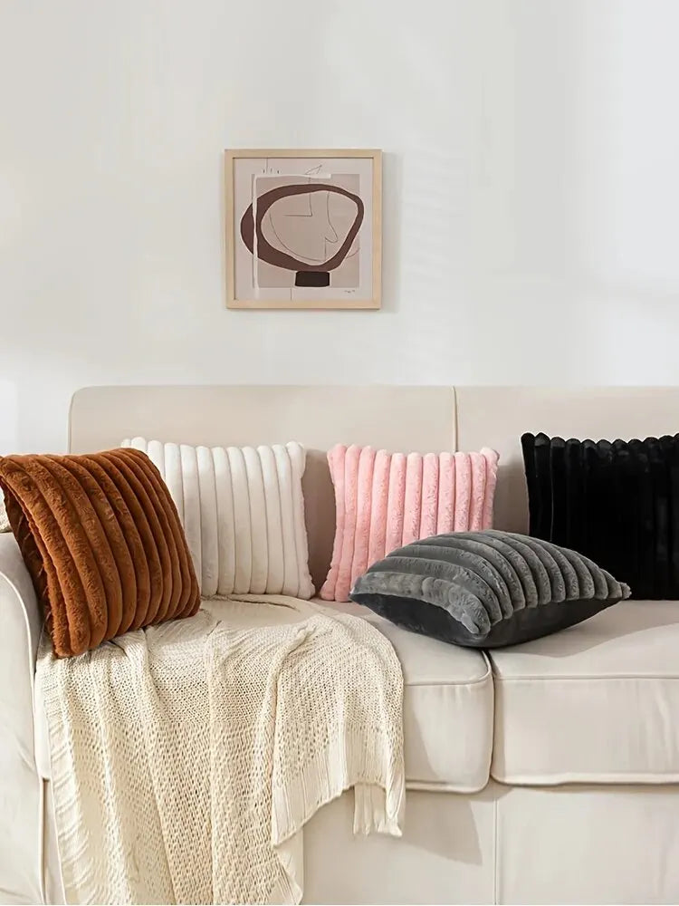 Striped Corduroy Pillow Case, Gray, Multi-Room Use
