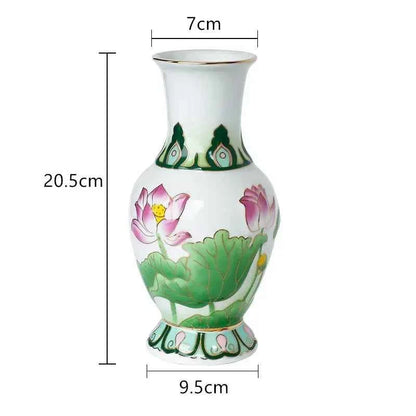 Home Ceramics Lotus Vases Ornaments Buddha Hall Worship Accessories Living Room Flower Arrangement Vase Decoration Crafts