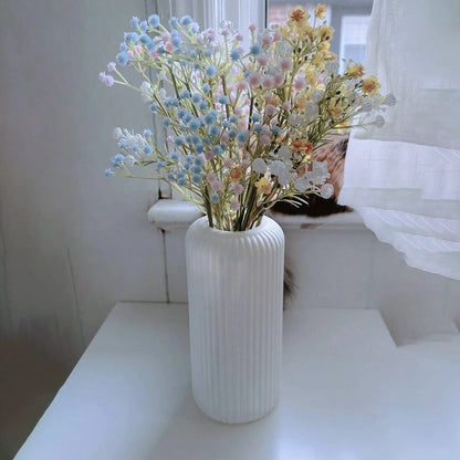 Striped Ceramic-Look Vase — Lightweight Decorative Flower Vase for Home & Floral Display