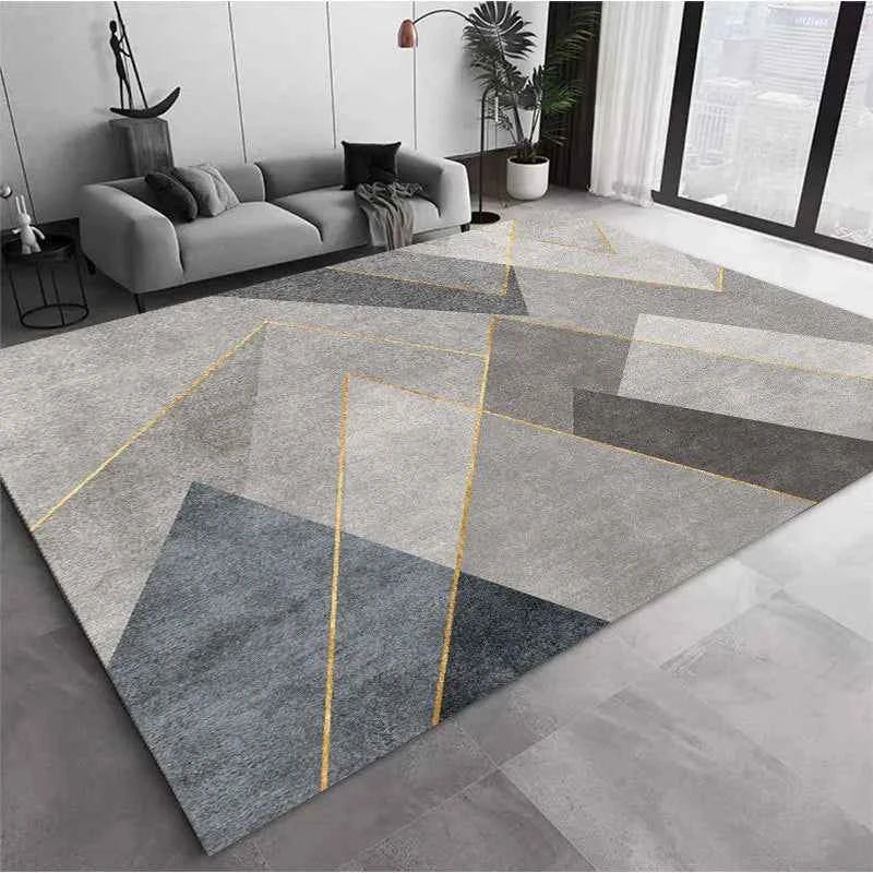 VIKAMA Nordic modern geometric large area anti-fouling crystal velvet carpet living room bedroom non-slip living room sofa Rugs
