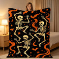 Halloween Skeleton Dancing Decorative Throw Blanket Soft Cozy Flannel Large Festive Blanket for Sofa Bed Couch Travel Camping Living Room Warm Bedspread Night Party Gift