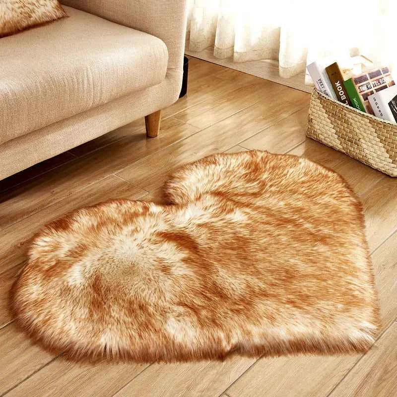 Heart Shaped Faux Fur Rug Bedroom Fluffy Shaggy Area Rugs Sheepskin Fuzzy Rug Carpets Throw Shag Rug Sofa Decor Floor Mat Plush