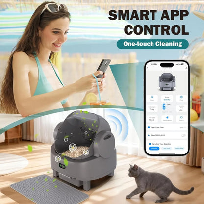 Large Open-Top Self-Cleaning Cat Litter Box — 15-Day Capacity, APP Control & Multi-Cat Safety