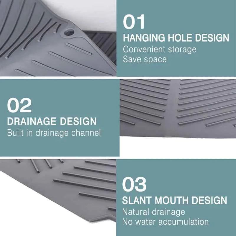 1PC Silicone Dish Drying Mat Pots Dish Drain Mat For Kitchen Tableware Non-slip Mats Anti-scald Coaster Kitchen Utensils