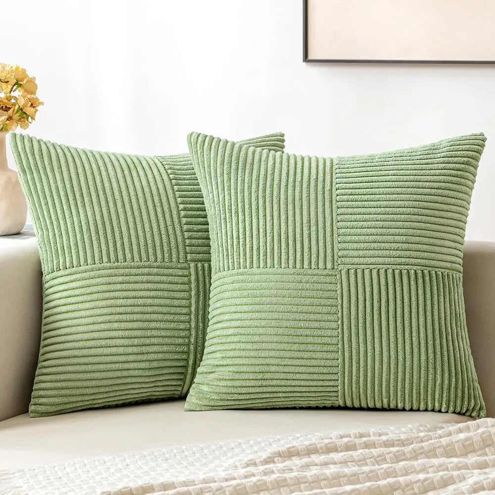 Striped Patchwork Corduroy Cushion Cover