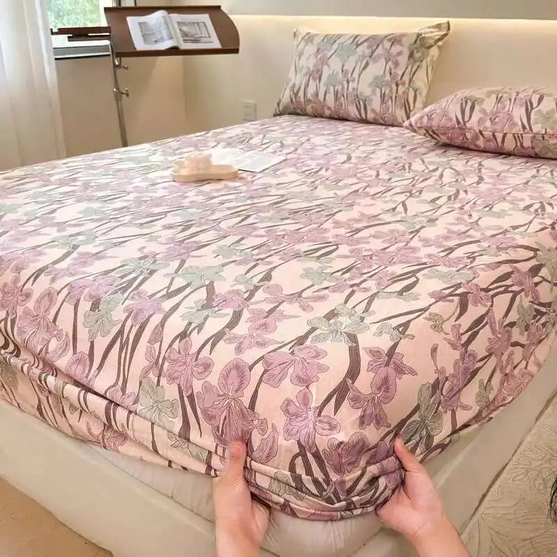 Floral Print Fitted Sheet, Elastic Edge, Queen/King