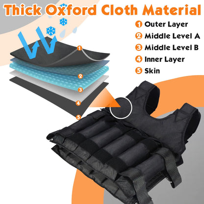 Adjustable Weighted Vest for Men And Women, Heavy Duty Weighted Vest, Black Oxford Fabric, for Strength Training, Cardio - Ergonomic Design, Muscle Building, Running Gear, Outdoor Fitness (Weight Plates Not Included)