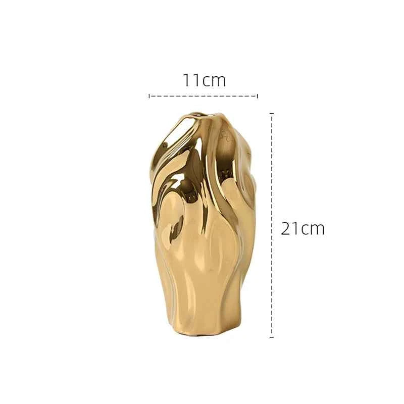 Modern Light Luxury Creative Ceramic Golden Vase Decoration Living Room Bedroom Decoration Cabinet Flower Vase Home Decoration