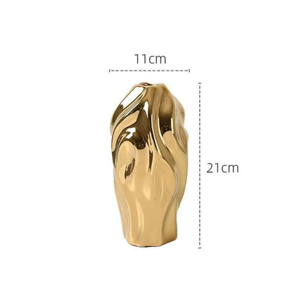 Modern Light Luxury Creative Ceramic Golden Vase Decoration Living Room Bedroom Decoration Cabinet Flower Vase Home Decoration