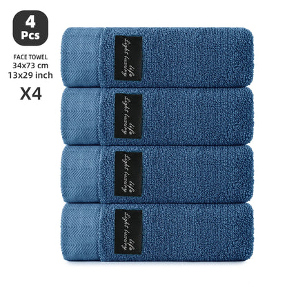 4-Pack 100% Cotton Towels, Soft & Comfortable, High Water Absorbency, Hair-Drying