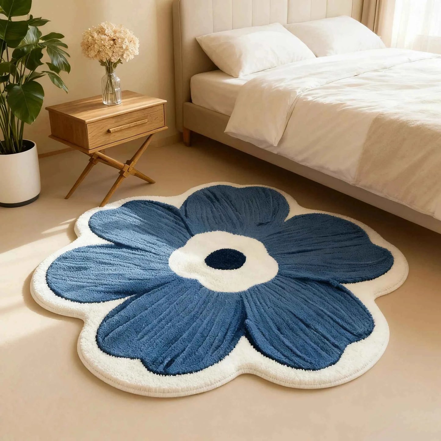 Flower Pattern Bedroom Decor Plush Carpet Fluffy Soft Carpets for Living Room Thick Washable Lounge Floor Mat Home Anti-slip Rug