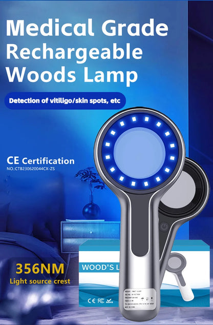 Woods Lamp Skin Analyzer – 365nm UV Light Magnifying Glass for Face Skin Analysis