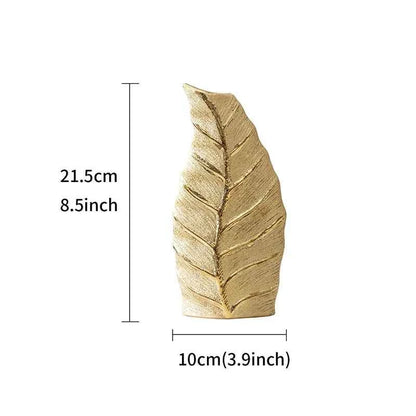 Golden Leaf Vase European-style Home Decor Ceramic Vase Living Room Entrance Hall Craft Decorative Ornament Flower Holder