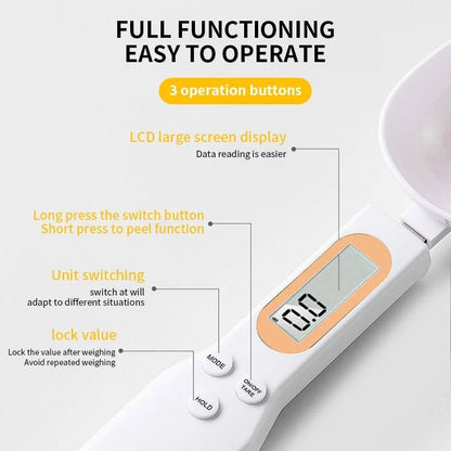 Mini Digital Spoon Scale with LCD Display, 0.1g to 500g for Coffee and Cooking