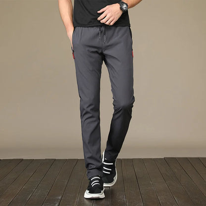 Men's Ice Silk Quick Dry Casual Pants — Slim Fit Korean Sports Straight Trousers