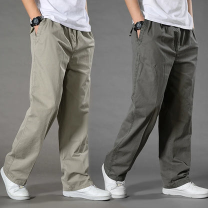 Men's Cotton Cargo Overalls Jogger Trousers — Stretch Waist Work Utility Sweatpants