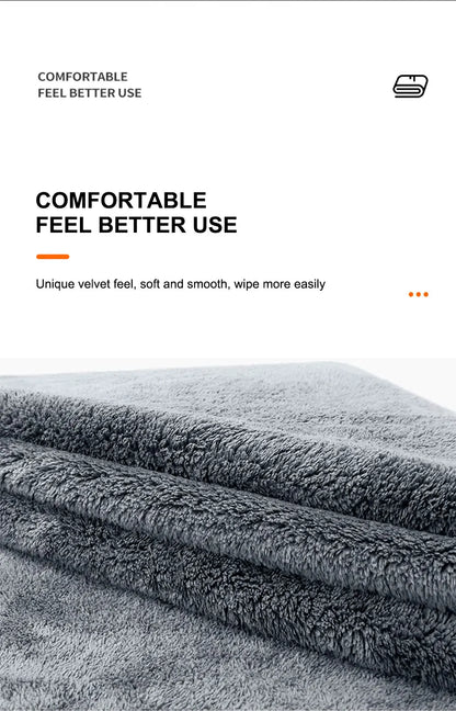 Coral Velvet Car Wash Towel, 40x100cm No-Hem