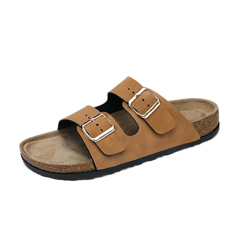 Plus Big Size 49 50 51 Cork Slippers Adjustable Double Buckle Sandals Clogs Artificial Leather Men Women Summer Casual Shoes