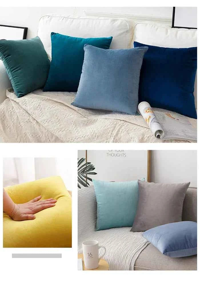 Velvet Cushion Cover Blue Home Decor Items Creative Decorative Pillows for Sofa Bed Living Room Personalized Gifts 40*40cm