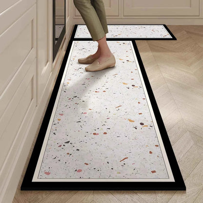 Kitchen Mat Black Marble Pattern Rug Waterproof Oil-proof Non-slip Floor Mat Home Decoration Leather Carpet Alfombras De Cocina