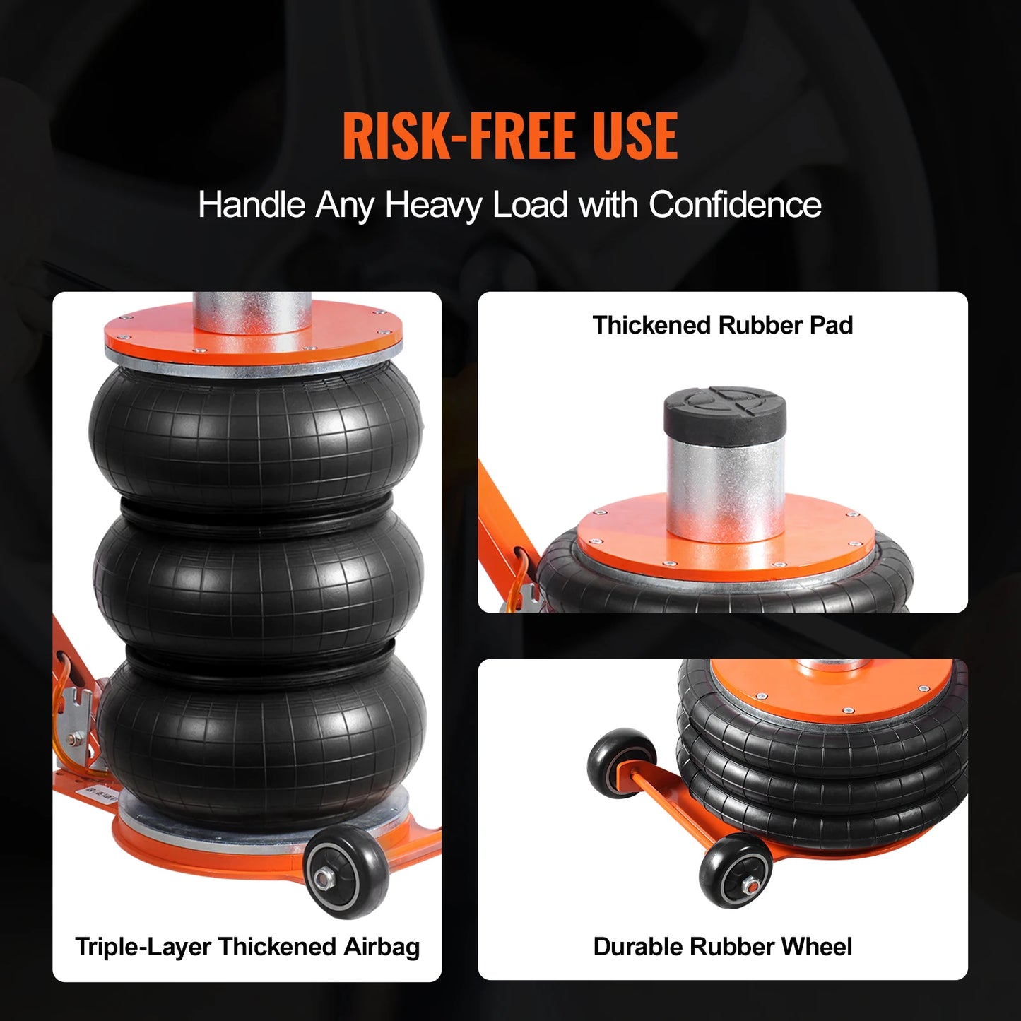 Air Jack 3/5 Ton Pneumatic Lifting Jack with Heightened Column Adjustable Handle Thick Rubber Pad for Sedan SUV Pickup