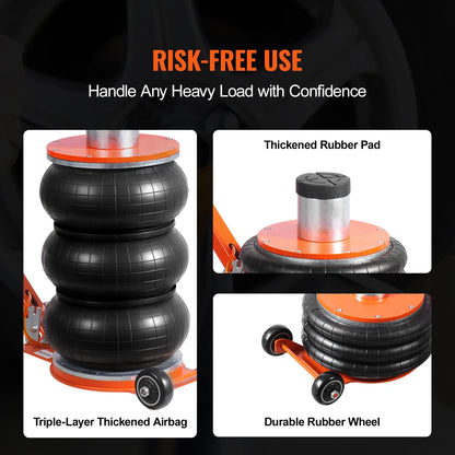 Air Jack 3/5 Ton Pneumatic Lifting Jack with Heightened Column Adjustable Handle Thick Rubber Pad for Sedan SUV Pickup