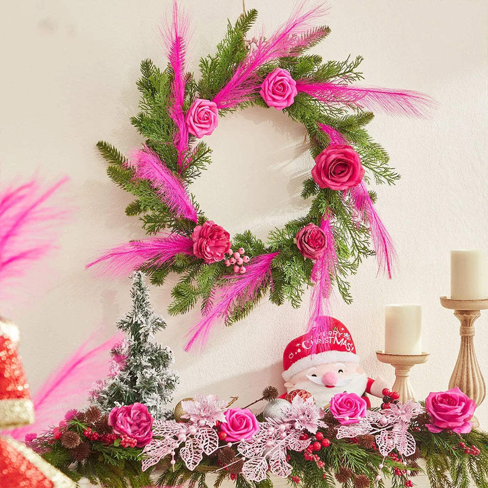 10pcs Faux Pampas Grass Decor Artificial Pampas Flower Floral Vase Filler Flower Arrangement Home Room Wedding Fall Decoration