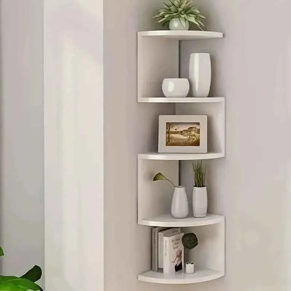 5-Tier Corner Shelf - Space Saving Wall Mount Organizer for Bathroom, Kitchen, Office & More, White